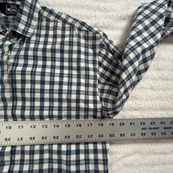 Woolrich Women Blue White Plaid Button-Down Shirt Long Sleeve Casual Lightweight - Picture 5 of 6
